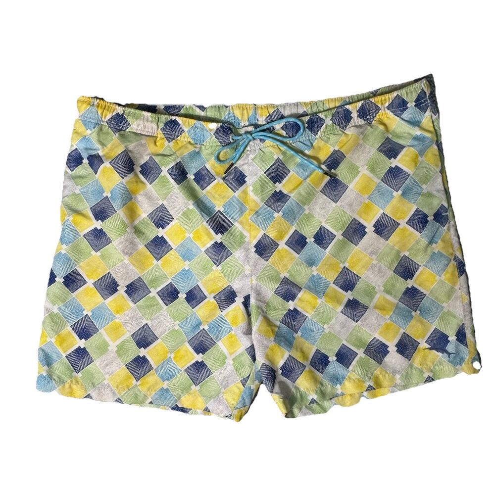 Tommy Bahama Relax Diamond Check Mens Lined Swim Suit XL Preppy Coastal